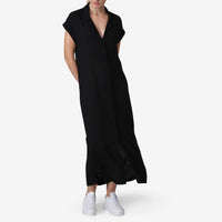 Chemise Midi Manga Curta - Preto