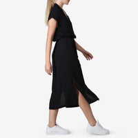 Chemise Midi Manga Curta - Preto