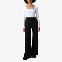 Blusa Canelada Algodão Decote Quadrado Feminina - Branco