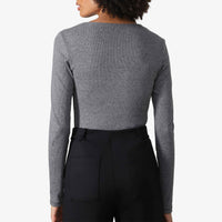 Blusa Canelada Algodão Decote Quadrado Feminina - Mescla Escuro