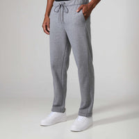 Calça Reta Moletom Flanelada Masculina - Mescla Escuro