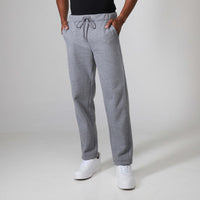 Calça Reta Moletom Flanelada Masculina - Mescla Escuro