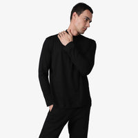 Camiseta Cotton Pima Gola Alta Manga Longa Masculina | Life Collection - Preto