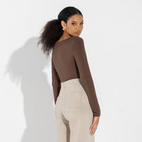 Undershirt Micromodal Manga Longa Feminina - Marrom