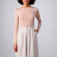 Undershirt Micromodal Manga Longa Feminina - Bege Camel