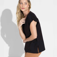 Blusa Algodão Pima Ampla Feminina | Life Collection - Preto