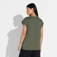 Blusa Algodão Pima Ampla Feminina | Life Collection - Verde Figo