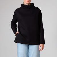 Blusa Moletom Flanelado Gola Transpasse Feminina - Preto