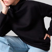 Blusa Moletom Flanelado Gola Transpasse Feminina - Preto