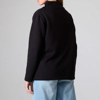 Blusa Moletom Flanelado Gola Transpasse Feminina - Preto