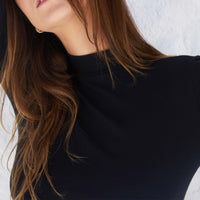 Blusa Canelada Viscose Gola Alta Feminina - Preto