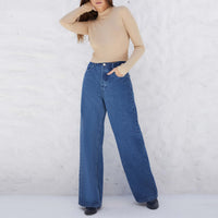 Blusa Canelada Viscose Gola Alta Feminina - Khaki