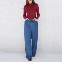 Blusa Canelada Viscose Gola Alta Feminina - Vermelho Escarlate