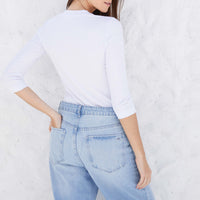 Blusa Canelada Viscose Manga 3/4 Feminina - Branco