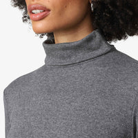 Vestido Midi Canelado Algodão Gola Rolê - Mescla Escuro