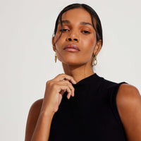 Regata Canelada Viscose Gola Alta Feminina - Preto