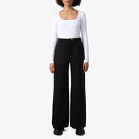 Calça Wide Leg Moletom Flanelado Feminina - Preto