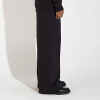 Calça Wide Leg Moletom Flanelado Feminina - Preto