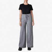 Calça Wide Leg Moletom Flanelado Feminina - Mescla Escuro