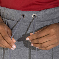 Calça Wide Leg Moletom Flanelado Feminina - Mescla Escuro