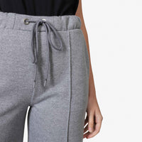 Calça Wide Leg Moletom Flanelado Feminina - Mescla Escuro