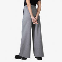 Calça Wide Leg Moletom Flanelado Feminina - Mescla Escuro
