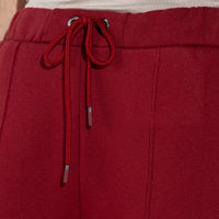 Calça Wide Leg Moletom Flanelado Feminina - Vermelho Escarlate