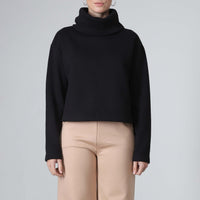 Blusa Moletom Flanelado Gola Rolê Feminina - Preto