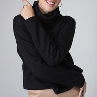 Blusa Moletom Flanelado Gola Rolê Feminina - Preto