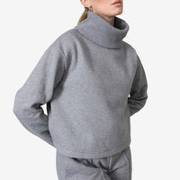 Blusa Moletom Flanelado Gola Rolê Feminina - Mescla Escuro