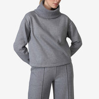 Blusa Moletom Flanelado Gola Rolê Feminina - Mescla Escuro