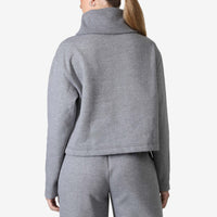 Blusa Moletom Flanelado Gola Rolê Feminina - Mescla Escuro