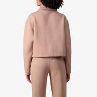 Blusa Moletom Flanelado Gola Rolê Feminina - Bege Camel