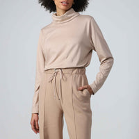 Camiseta Pima Gola Rolê Feminina | Life Collection - Bege Camel