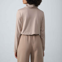 Camiseta Pima Gola Rolê Feminina | Life Collection - Bege Camel