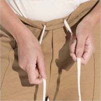 Calça Jogger Moletinho Strech Linho Unissex - Bege Pastel