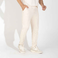 Calça Jogger Moletinho Strech Linho Unissex - Natural
