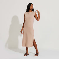 Vestido Midi Malha Tricot - Bege Camel