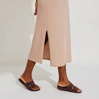 Vestido Midi Malha Tricot - Bege Camel