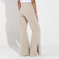Calça Fenda Lateral Feminina - Bege Aveia