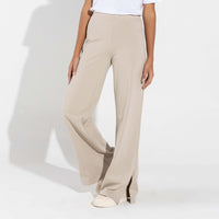 Calça Fenda Lateral Feminina - Bege Aveia