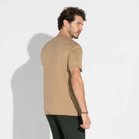 Camiseta Malha Linho Masculina - Bege Pastel