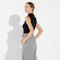 Regata Canelado Algodão Gola Alta Feminina - Preto