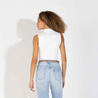 Regata Canelado Algodão Gola Alta Feminina - Off White