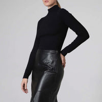 Blusa Canelado Algodão Gola Alta Feminina - Preto