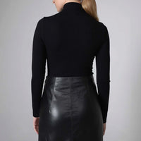 Blusa Canelado Algodão Gola Alta Feminina - Preto