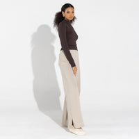 Blusa Canelado Algodão Gola Alta Feminina - Marrom