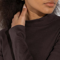 Blusa Canelado Algodão Gola Alta Feminina - Marrom
