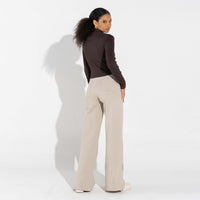 Blusa Canelado Algodão Gola Alta Feminina - Marrom