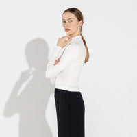 Blusa Canelado Algodão Gola Alta Feminina - Off White